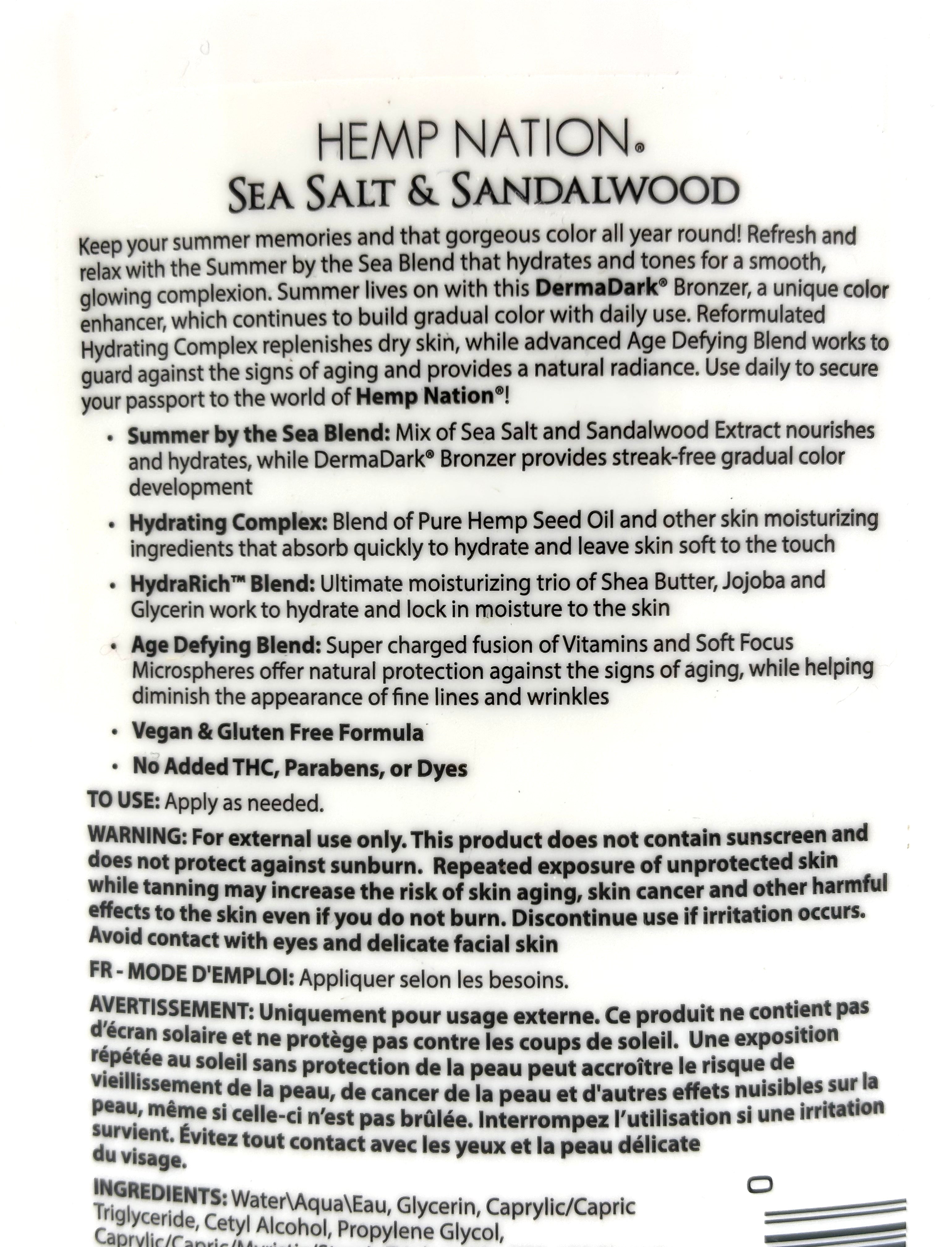 Hemp Nation Sea Salt & Sandalwood Moisturizing Tan Extender
