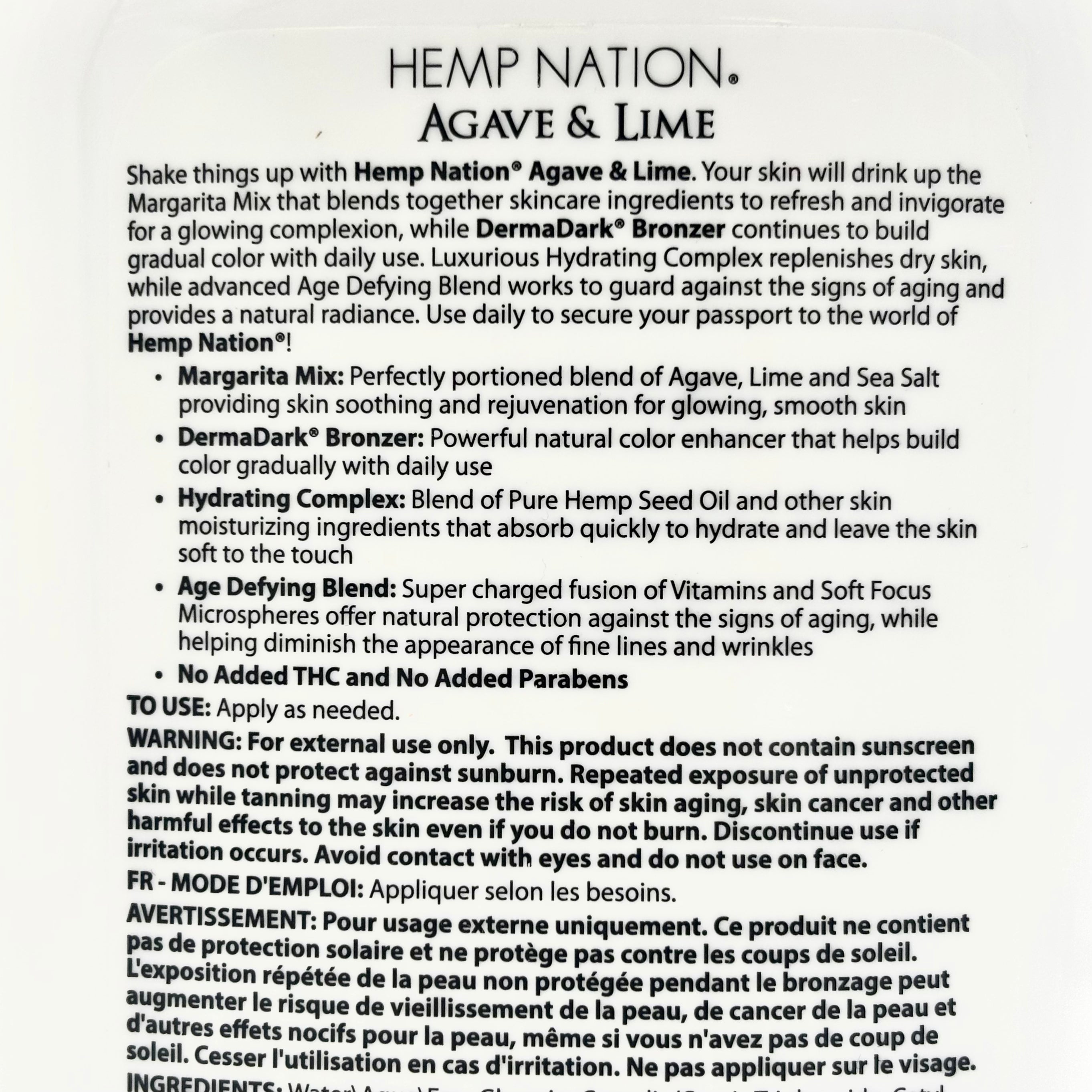 Hemp Nation Agave & Lime Moisturizing Tan Extender