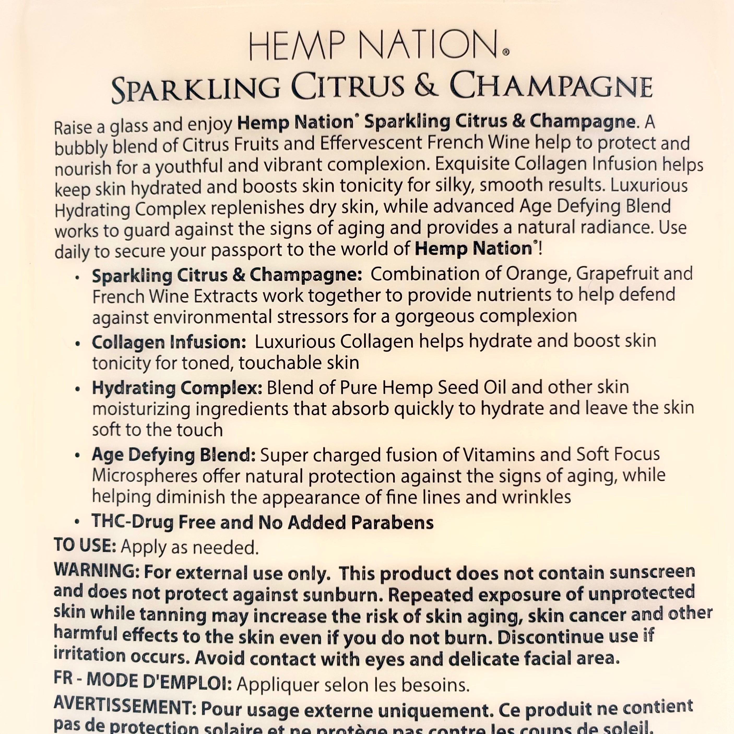 Hemp Nation Sparkling Citrus & Champagne Moisturizing Tan Extender